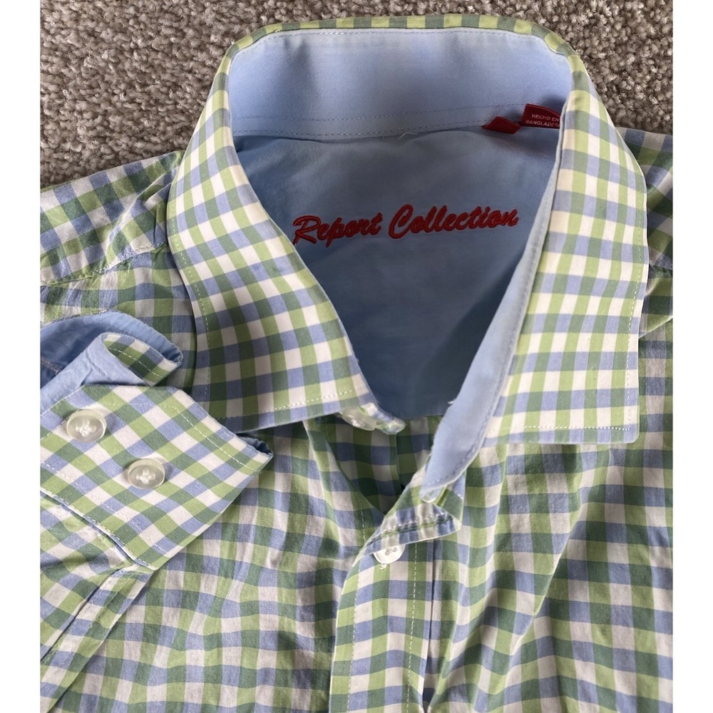 Robert Graham Green/Blue/White Plaid Button Down Shirt Mens Preppy Cotton Casual
